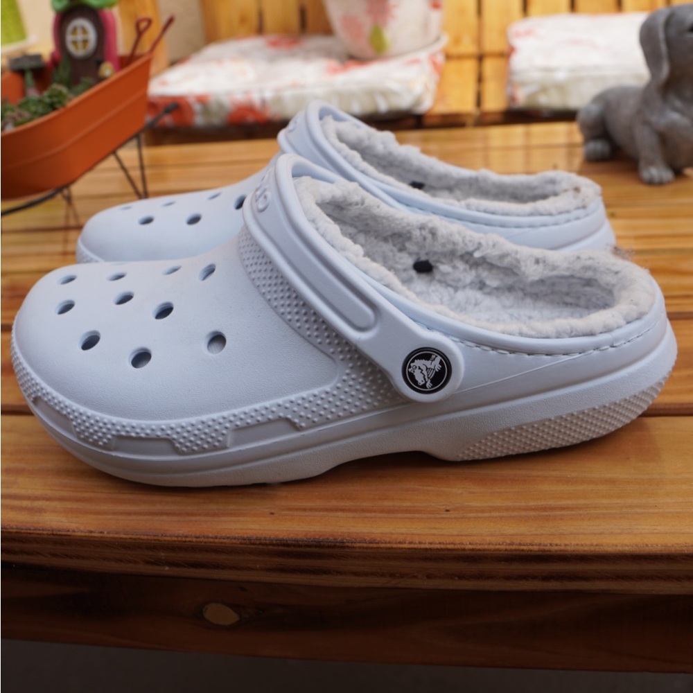 Lined Blue Crocs